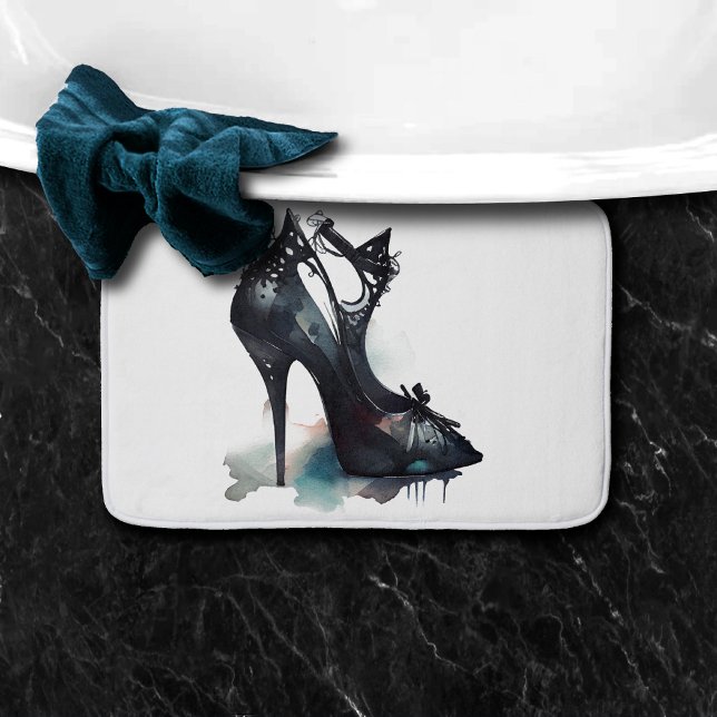Goth Vogue | Teal Splash and Stiletto High Heel Bath Mat (Creator Uploaded)
