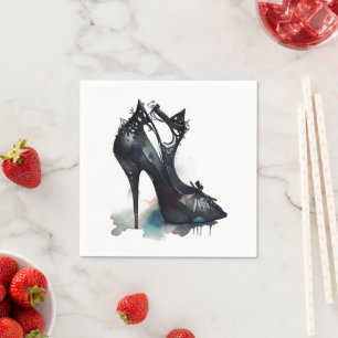 Goth Vogue   Teal Splash and Stiletto High Heel Napkin