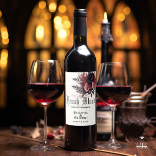 Goth Wedding Fresh Blood Red Wine Wine Label
