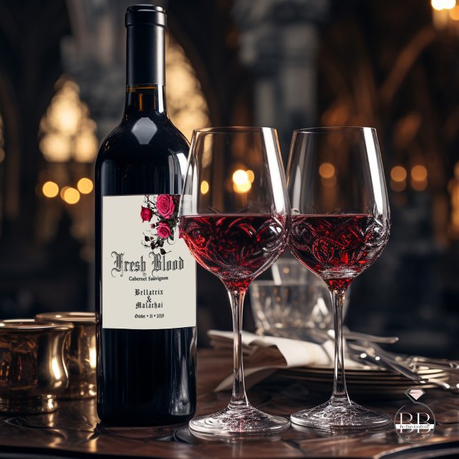 Goth Wedding Wine Crimson Roses  Label (Creator Uploaded)