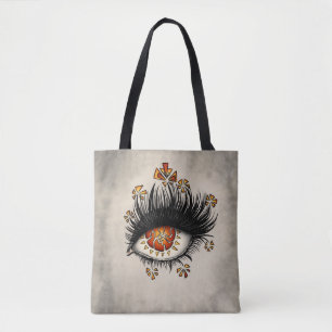Goth weird eye art witchy tote bag