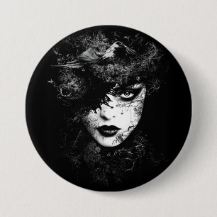 Goth Woman 3 Inch Round Button