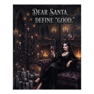Goth Woman in Front of a Spooky Christmas Tree Poster