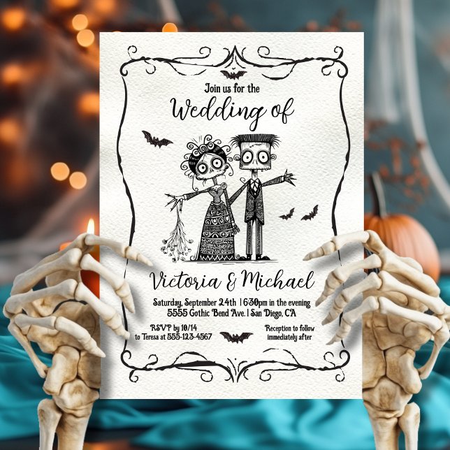 Goth Zombie Doodle Wedding Invitation (Creator Uploaded)
