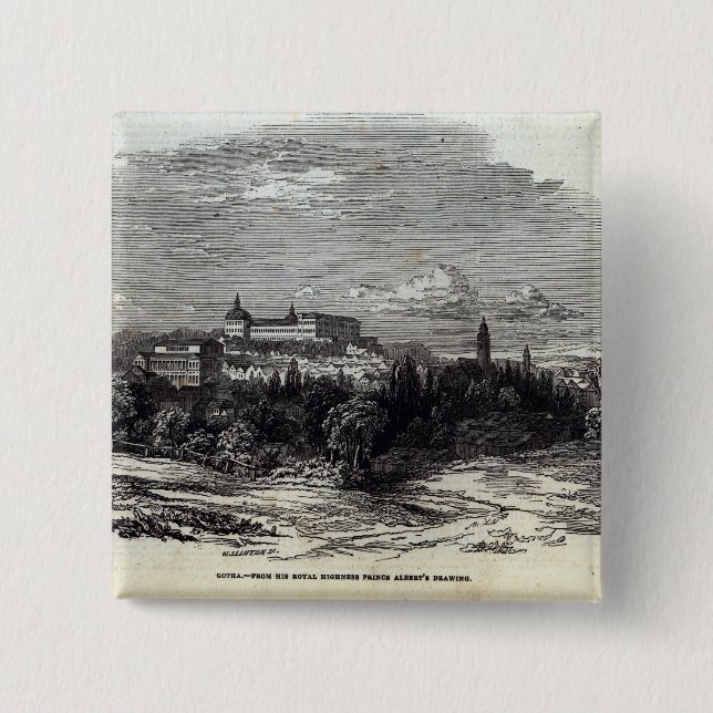 Gotha, engraved by W.J. Linton 2 Inch Square Button (Front)