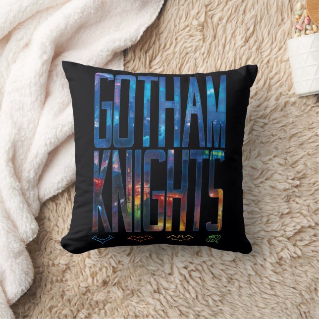 Gotham Knights City Lettering Throw Pillow (Blanket)