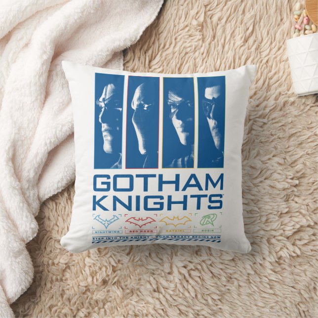 Gotham Knights Face Panels Throw Pillow (Blanket)