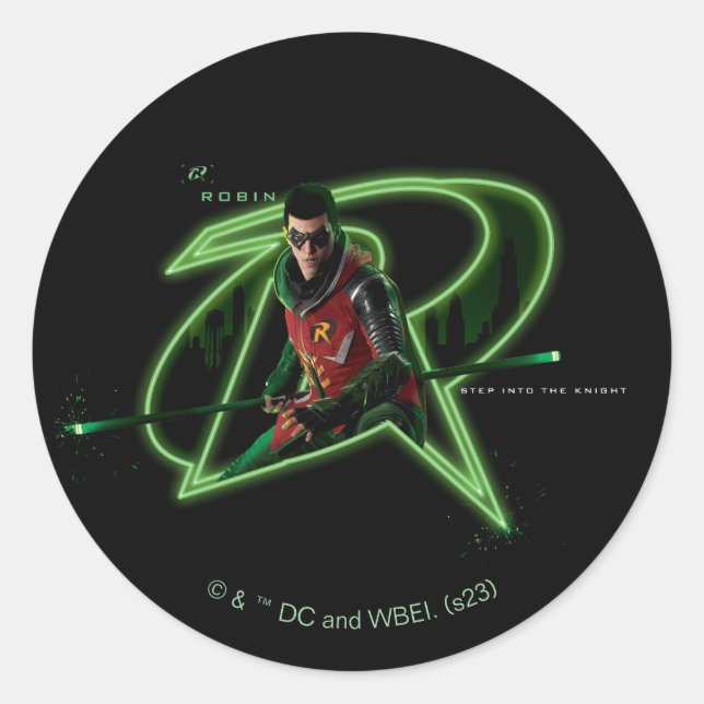 Gotham Knights Robin in Logo Classic Round Sticker (Front)