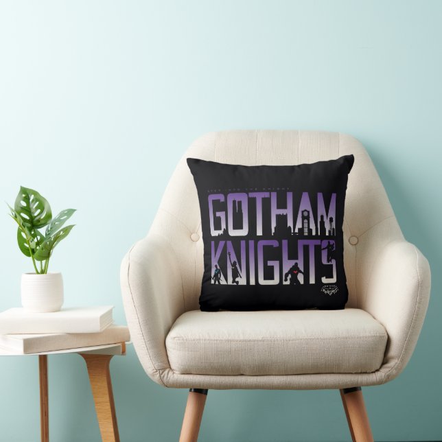 Gotham Knights Silhouettes in Title Throw Pillow (Chair)