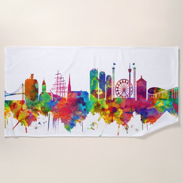 Gothenburg Sweden Skyline Beach Towel (Front)