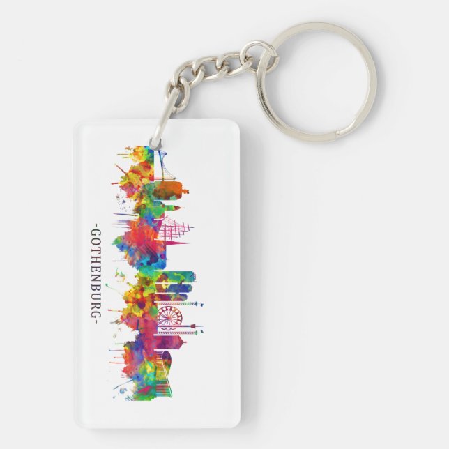 Gothenburg Sweden Skyline Keychain (Back)