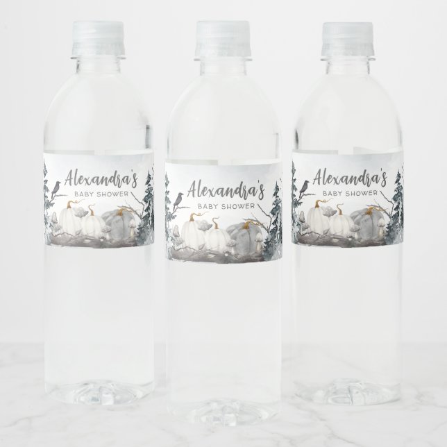 Gothic A Little Boo Baby Shower  Water Bottle Label (Bottles)