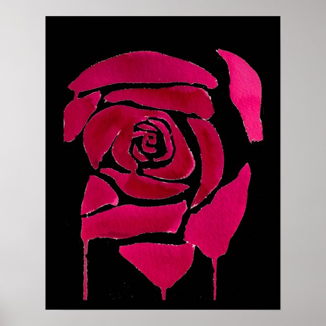 Gothic Abstract floral bleeding Rose Original art Poster (Front)