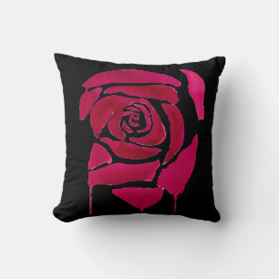 Gothic Abstract rose original watercolor floral Throw Pillow