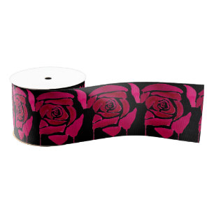 Gothic Abstract Rose watercolor floral original Grosgrain Ribbon