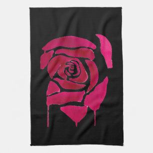 Gothic abstract rose watercolor origianal art kitchen towel
