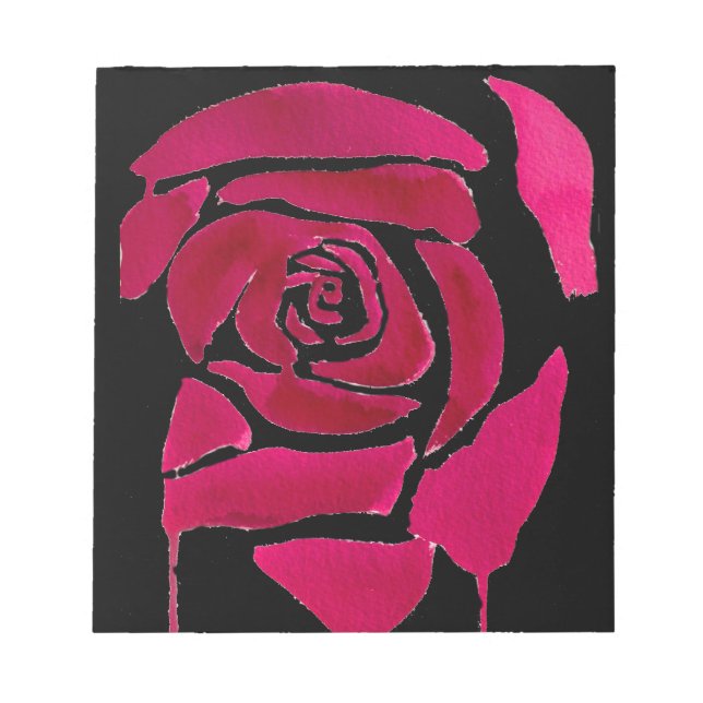 Gothic abstract rose watercolor origianal art notepad (Front)