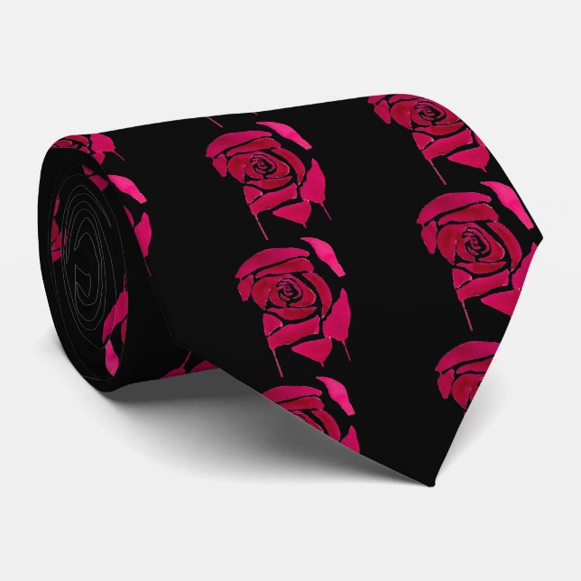 Gothic abstract rose watercolor origianal art tie (Rolled)