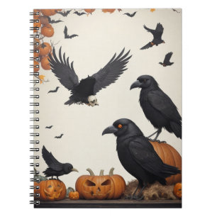 Gothic Aesthetics for Halloween Crow and Skull  Notebook