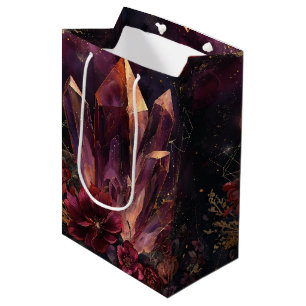 Gothic Amethyst Floral Galaxy Pattern Medium Gift Bag