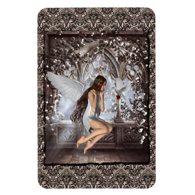 Gothic Angel and Her Dove Magnet (Vertical)