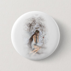 Gothic Angel and Her Dove Vignette 2 Inch Round Button