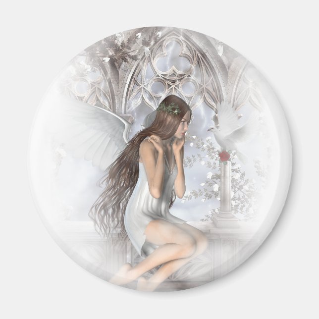 Gothic Angel and Her Dove Vignette Magnet (Front)