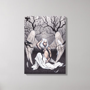 Gothic Angel Black White Hope Despair Canvas Print