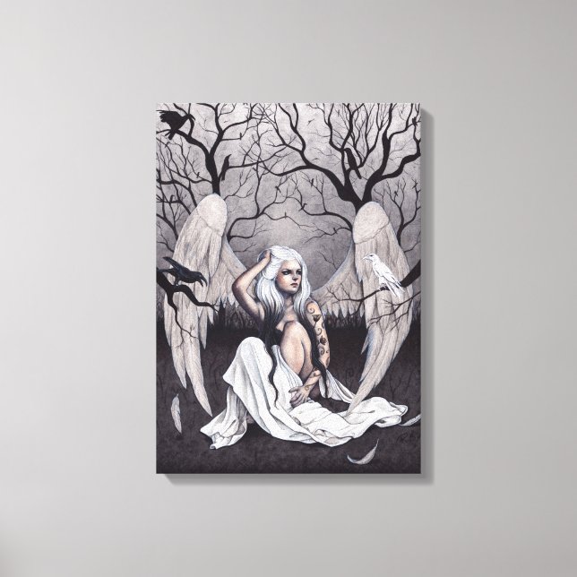 Gothic Angel Black White Hope Despair Canvas Print (Front)