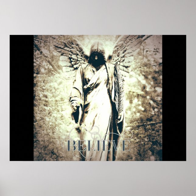 Gothic angel vintage rustic gloomy art believe poster (Front)