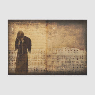 Gothic Angel Vintage Sepia Sheet Music Texture