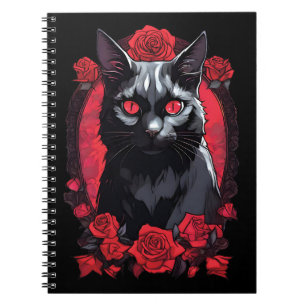 Gothic Animal Portrait   Black Cat Notebook