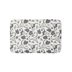 Gothic Animal Skull With Flowers Pattern Bath Mat