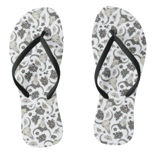 Gothic Animal Skull With Flowers Pattern Flip Flops