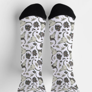Gothic Animal Skull With Flowers Pattern Socks