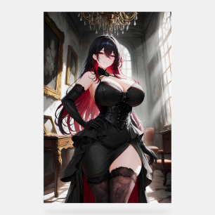Gothic Anime Girl Black Dress Acrylic Sign