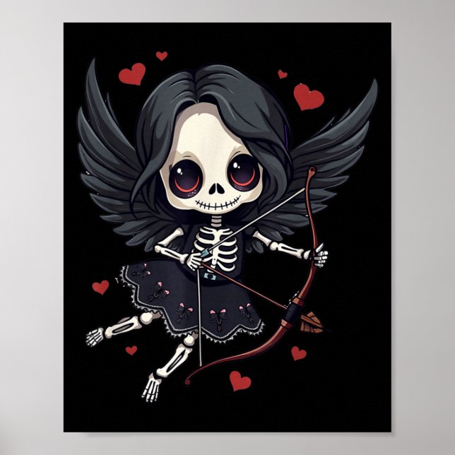 Gothic Anime Skeleton Cud – Dark Valentine Kawaii  Poster (Front)