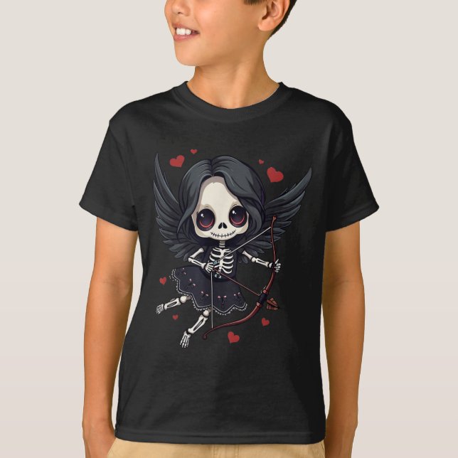 Gothic Anime Skeleton Cud – Dark Valentine Kawaii  T-Shirt (Front)