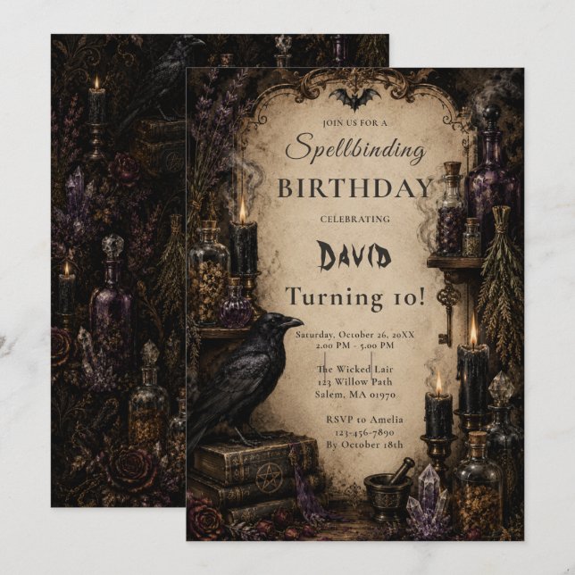 Gothic Apothecary Halloween Party Invitation (Front/Back)