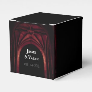 Gothic Arch Elegant Wedding Black Red Favor Box
