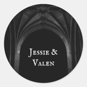 Gothic Arch Elegant Wedding Classic Round Sticker