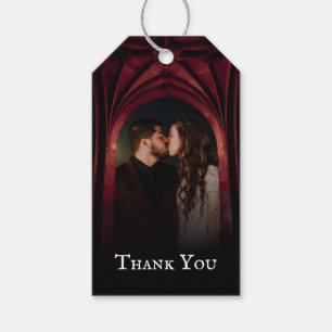 Gothic Arch Elegant Wedding Dark Black Red Gift Tags