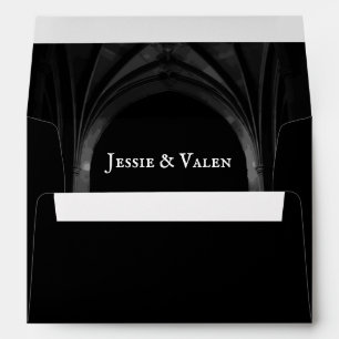 Gothic Arch Elegant Wedding Dark Black & White Envelope