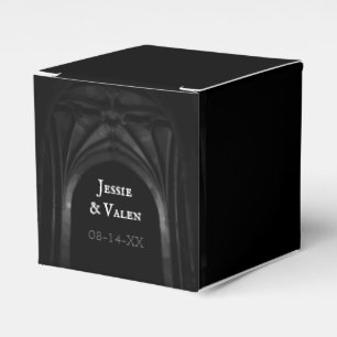 Gothic Arch Elegant Wedding Dark Black & White Favor Box