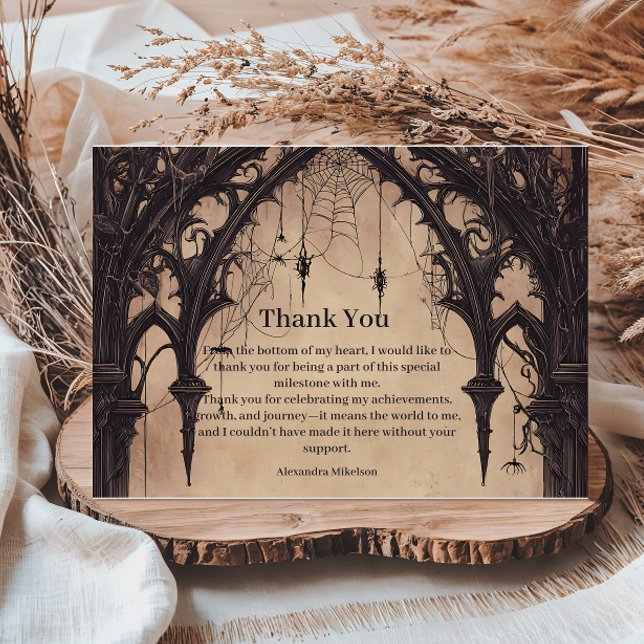 Gothic Arch Midnight Birthday Thank You Card (Creator Uploaded)