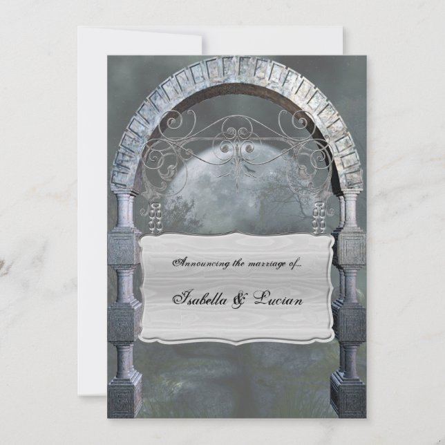Gothic Arch Plaque Vampire Goth Wedding Invitation (Front)