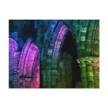 Gothic arches old ruined Whitby abbey