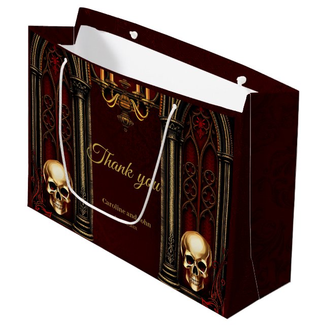 Gothic Archway with Skulls. Large Gift Bag (Front Angled)