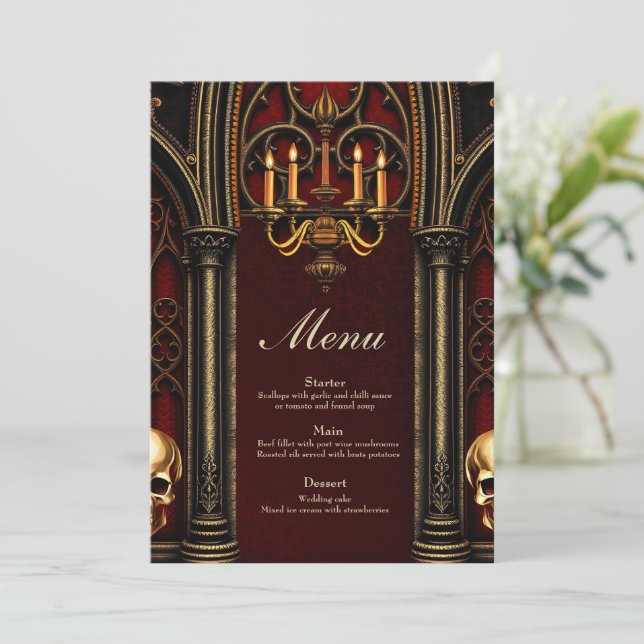 Gothic Archway with Skulls.  Menu (Standing Front)