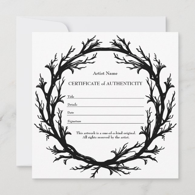 Gothic Art Certificate of Authenticity Holiday Card (Front)